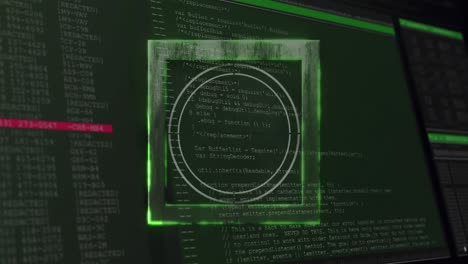 animación del escaneo del alcance y el procesamiento de datos sobre fondo verde