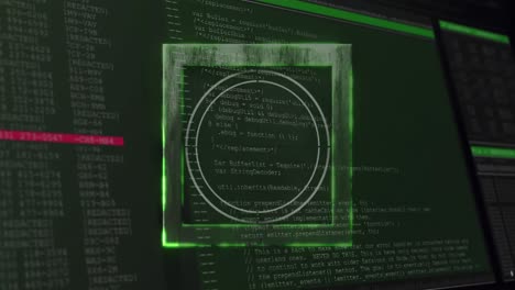 animation of scope scanning and data processing over green background