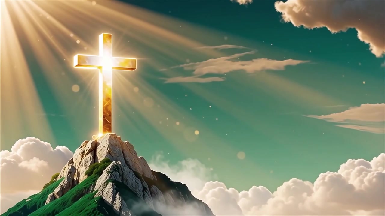 Christian Cross Heavenly Light Worship Background
