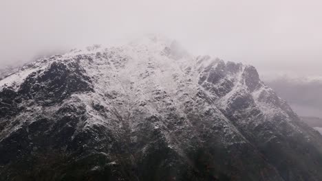 Aerial-view-of-Norway-snow-mountain-beautiful-landscape-during-winter