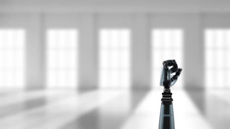 mano robot en una sala vacía