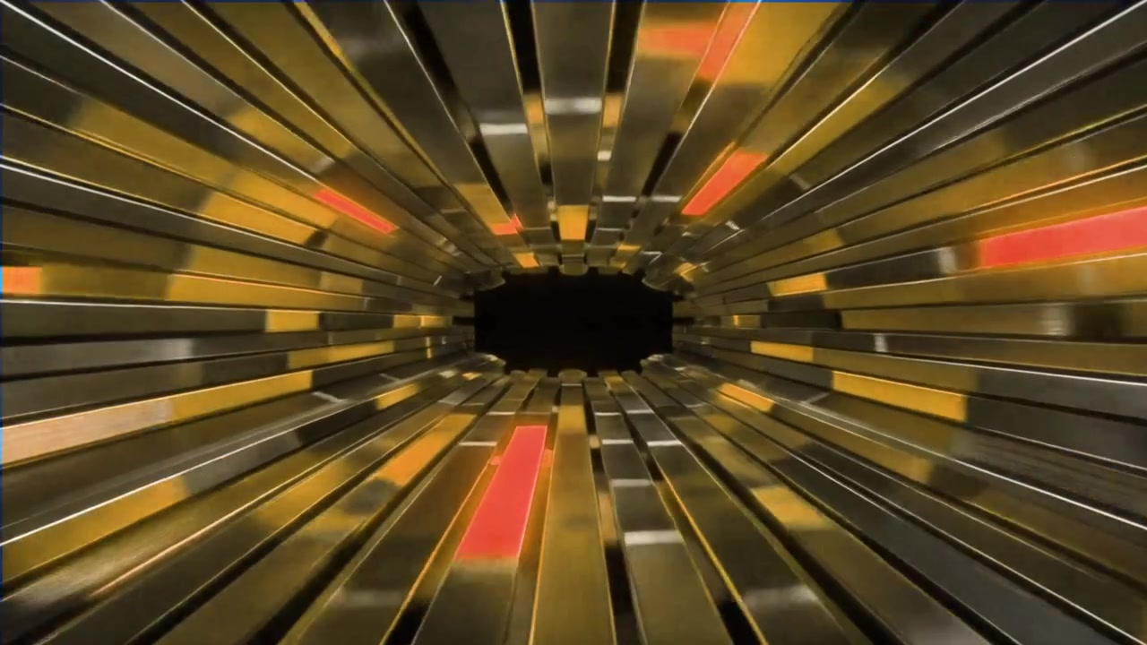 Tunnel astratto di barre metalliche d'oro e d'argento