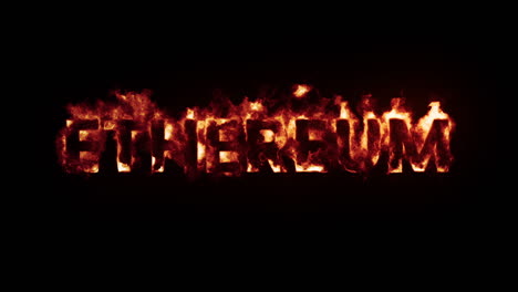 ethereum burning flame animation logo on black background