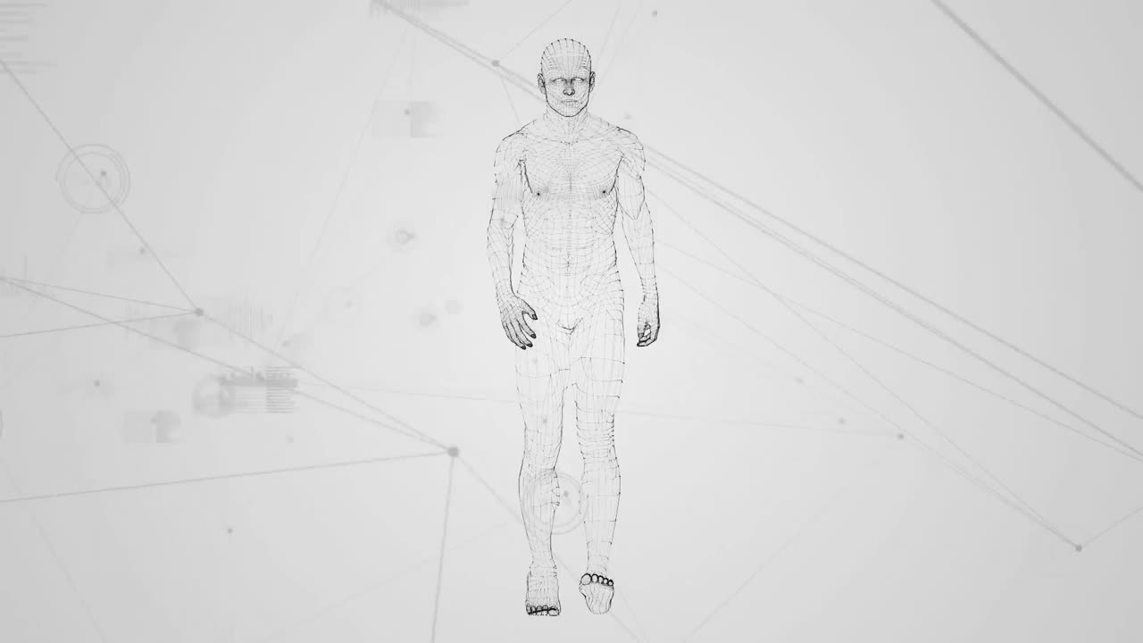Human Prototype Walking Against Data Connections Free Stock Video ...