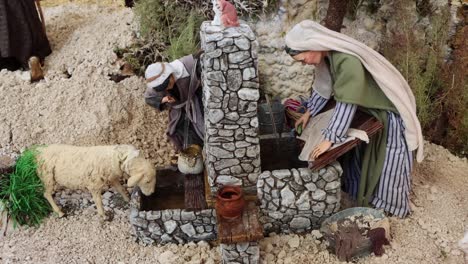 a nativity scene proposed by st. francis shows the biblical scene of the infant jesus with jesus, joseph and mary in love