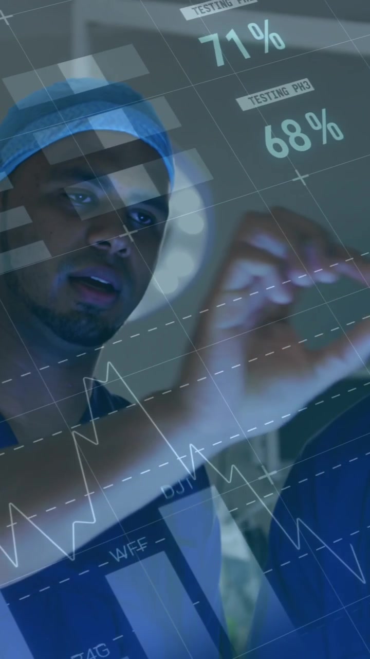 Animation of financial data processing over two diverse doctors