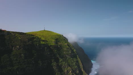 Drone-view-of-landscape-and-ocean-in-Madeira,-Portugal