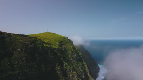 drone view of landscape and ocean in madeira, portugal