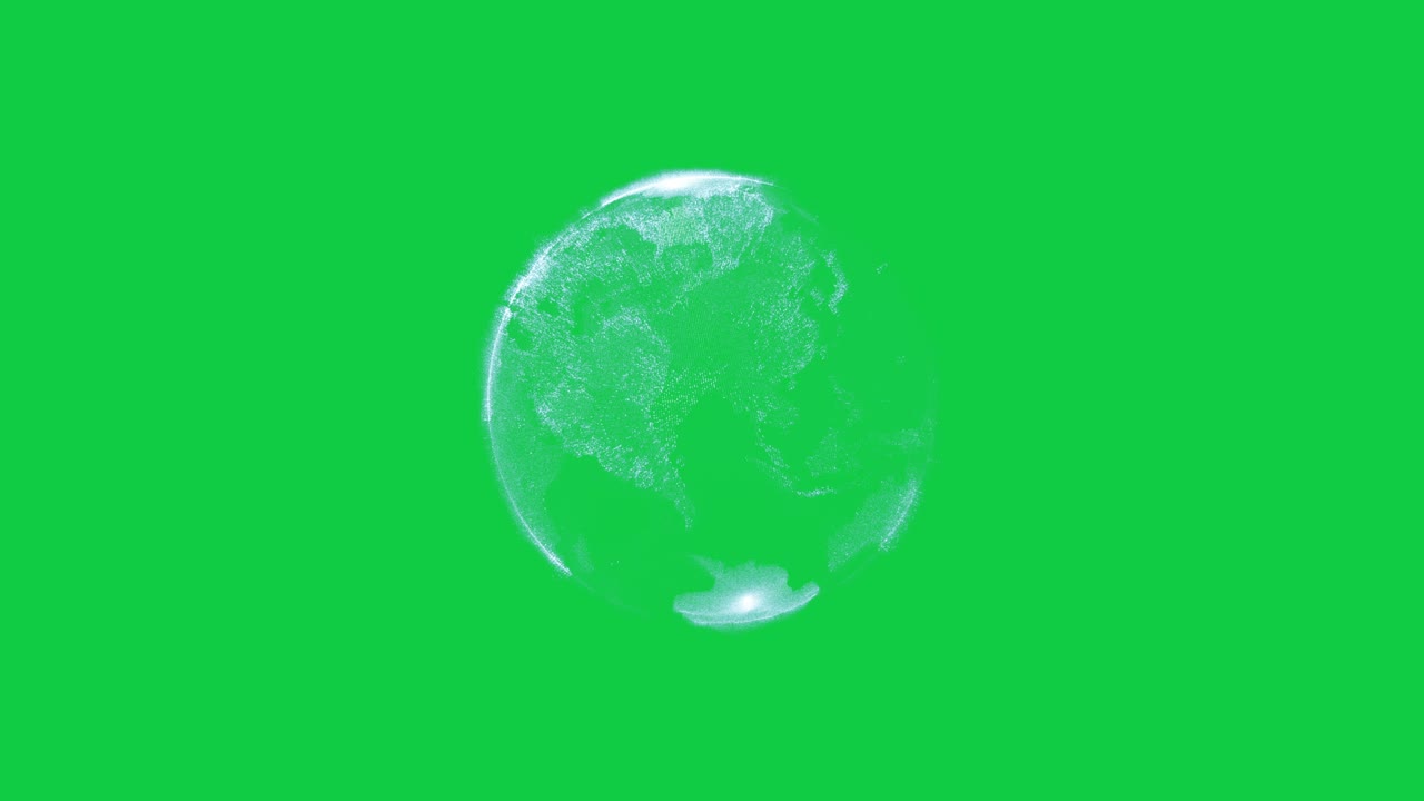 planeta tierra globo partícula que transmite conectividad. pantalla verde resumen renderización 3d, tecnología concepto de red de grandes datos.