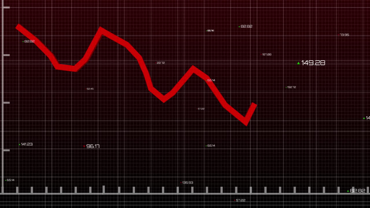 Animation of red line processing with numbers over grid