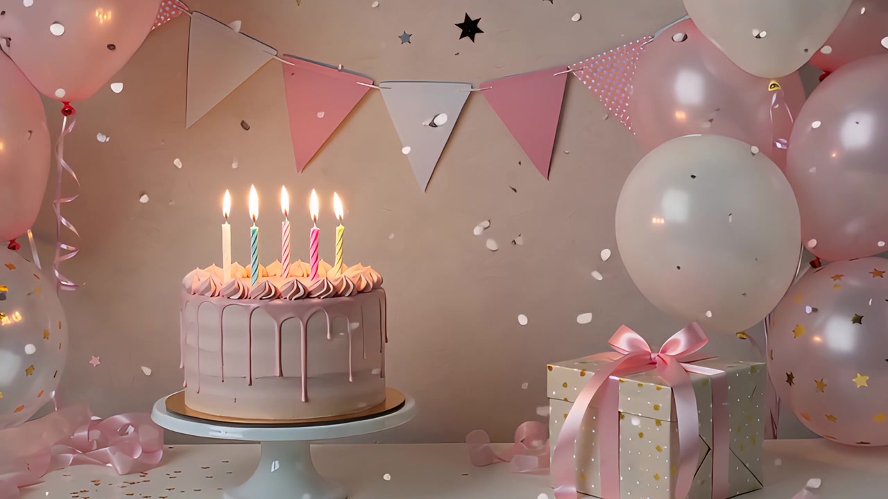 Sfondo di compleanno con palloncini 4K