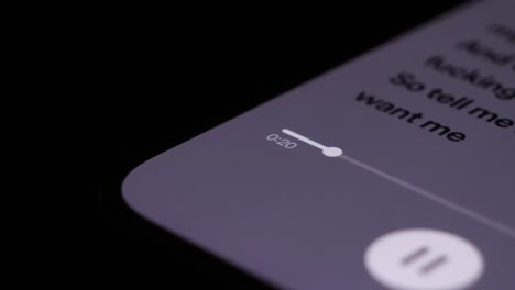 Macro Shot Of Timer Scroll Bar Moving As Lyrics From Song Play From Spotify App