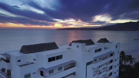 aerial of sunset on bucerias, mexico