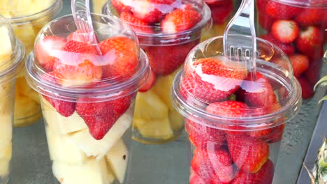 fresh strawberry and pineapple cups