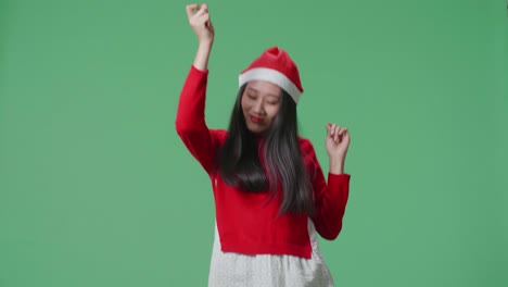 happy woman in santa hat