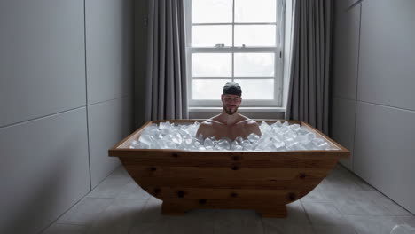 man in an ice bath