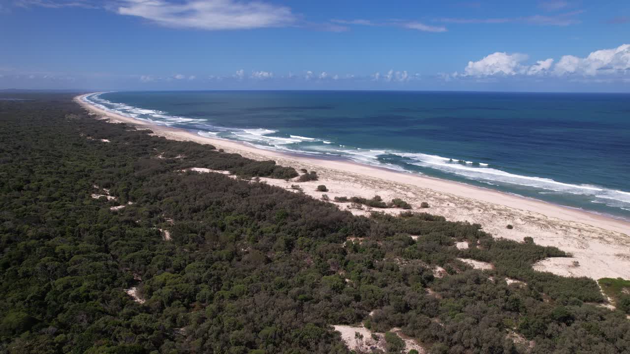 South Stradbroke Island With Beautiful Ocean In Queensland, Australia - Aerial Shot