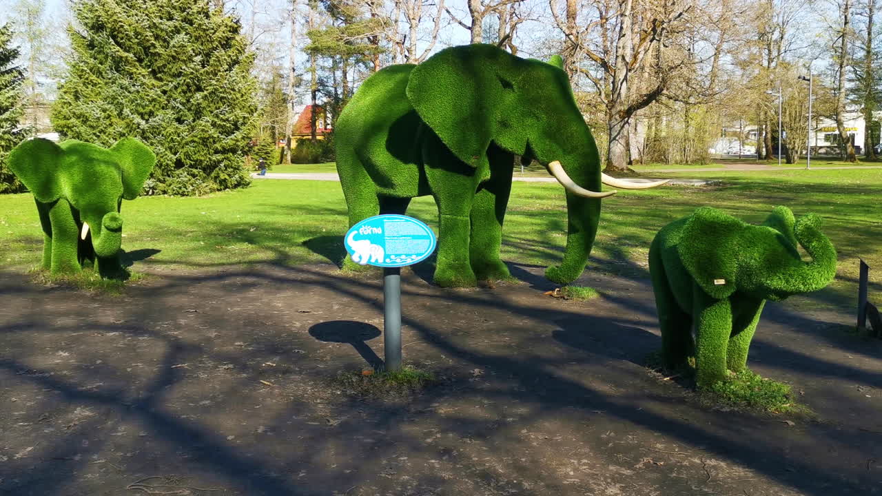 Elephant Family Sculptures in Pärnu Beach Park