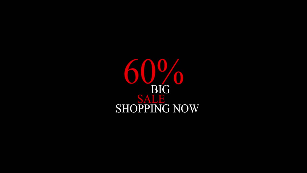 60% big sale animation, black background