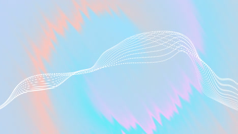 animation of network of connections with data transfer over pastel multi coloured background