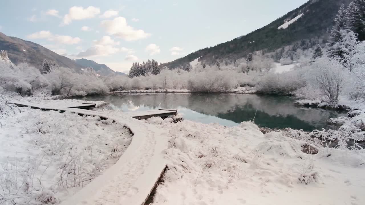 매우 추운 겨울날에 zelenci 스프링스