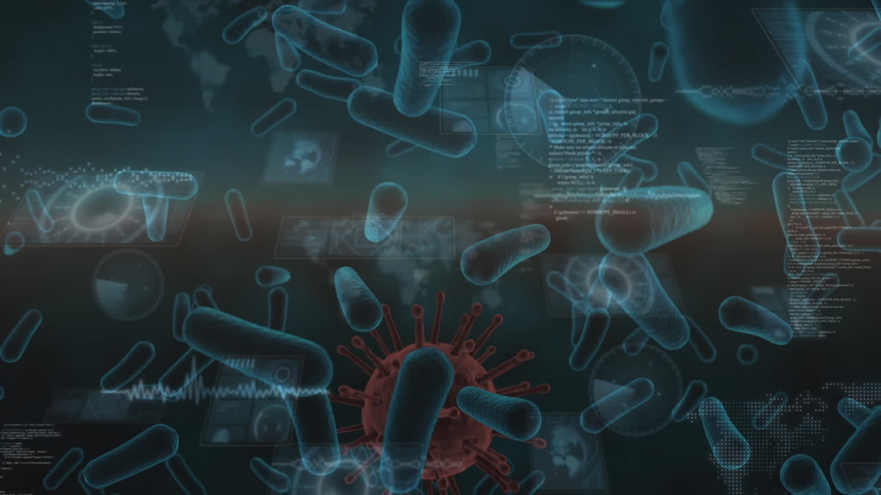 Animation of covid 19 cells over data processing