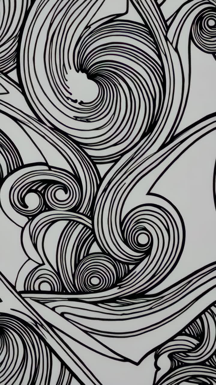 Abstract Black and White Line Art Pattern (modello artistico a linee bianche e nere astratto)