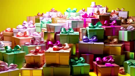 a colorful stack of gifts and presents