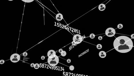 animation of web of connections and icons on black background