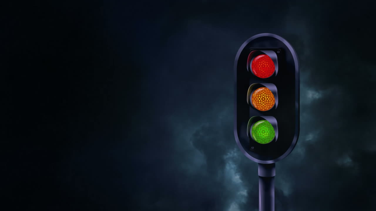 semáforo y trueno en la noche
