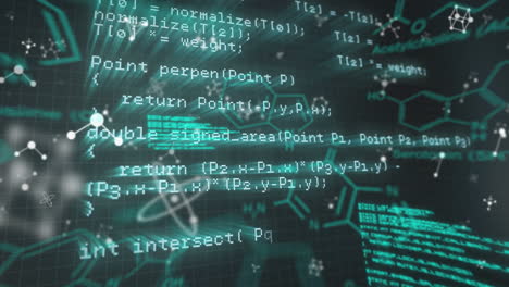 animation of computer and scientific data processing on black background