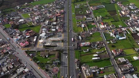 la panamericana sur highway 35 intersection divides machachi ecuador aerial view