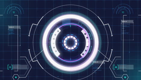 animación del sistema de seguridad rotativo y procesamiento de datos en el espacio digital