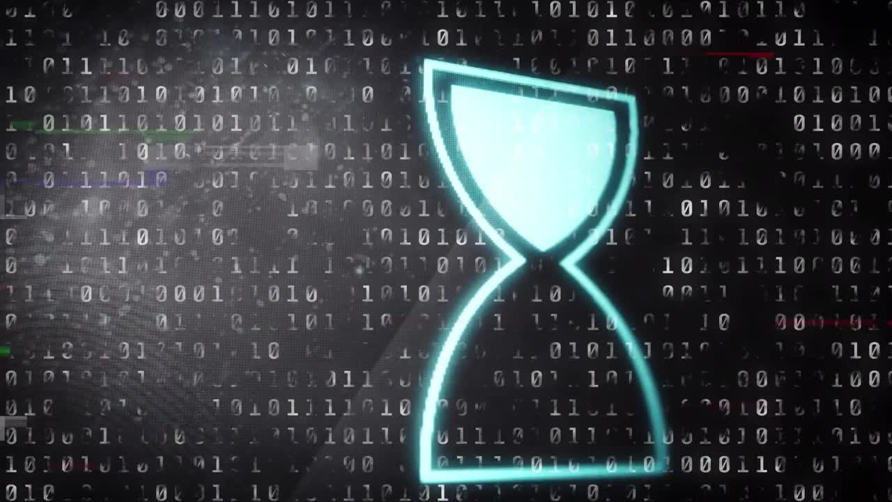 Animation of egg timer icon over data processing