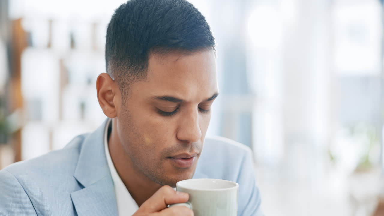 얼굴, 생각과 커피와 함께 사업가