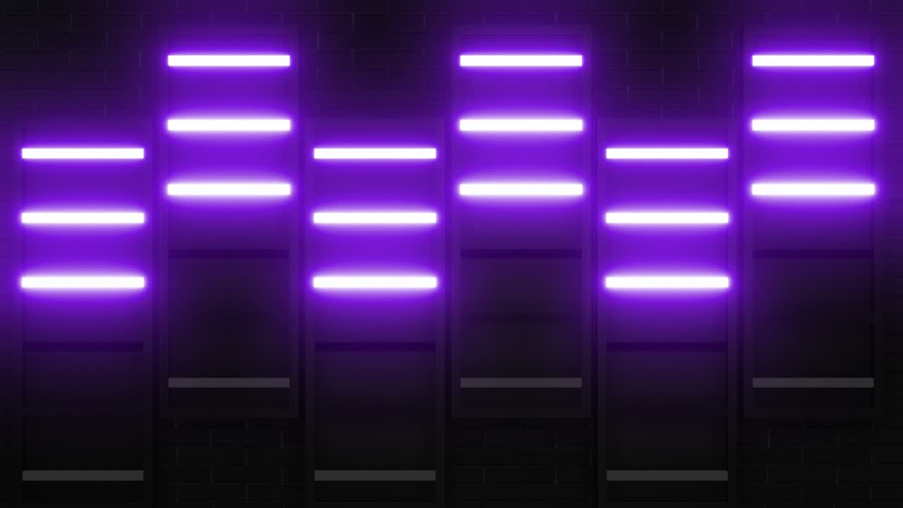 Purple Neon Light Visualizer on Brick Wall
