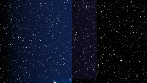 Animation-of-snow-falling-with-copy-space-over-dark-blue-background