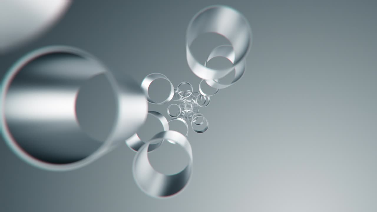 터널 금속 튜브, 은 금속 건설, 반사와 함께 날카로운 모이, 미래의 공상 과학 인테리어, 카메라가 앞으로 나아갑니다, uhd 3840x2160, 비즈니스용 3d 렌더링