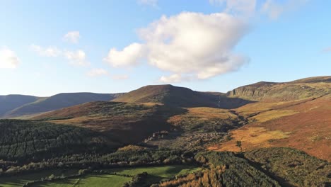 drone shot of the mahon valley comeragh mountains waterford ireland on a bright winter day