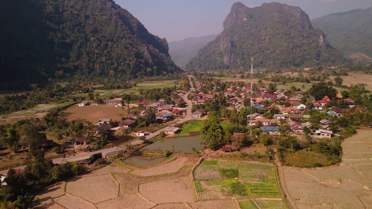 Aerial View of a Village in Southeast Asia
