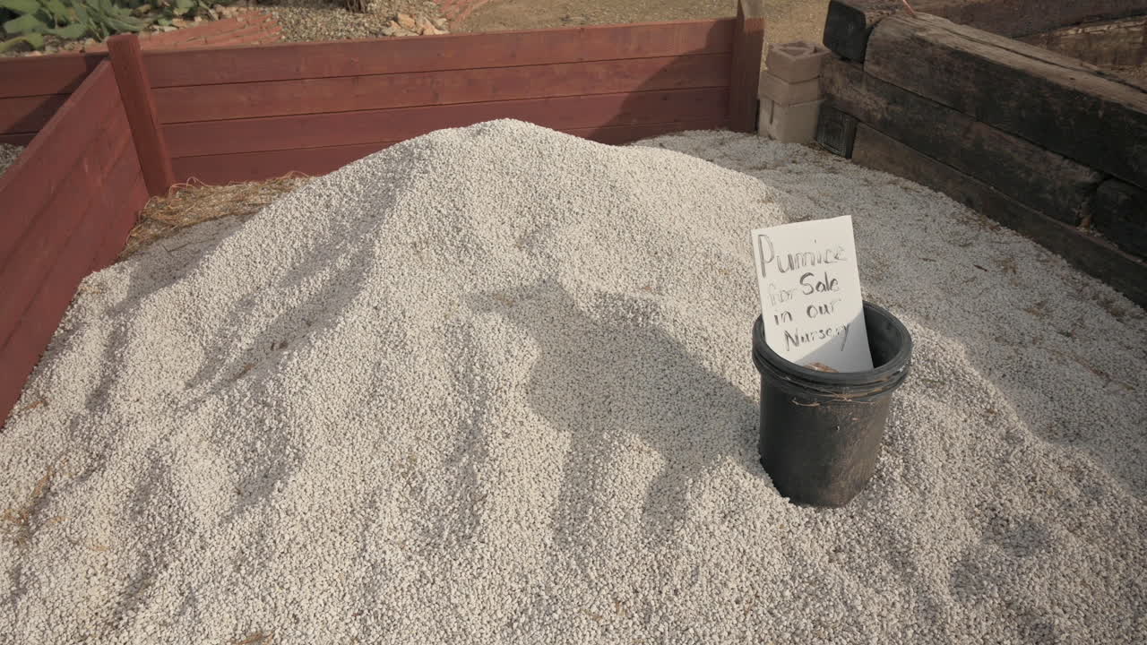Pumice supply for sale in nursery, high angle view