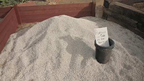 pumice supply for sale in nursery, high angle view