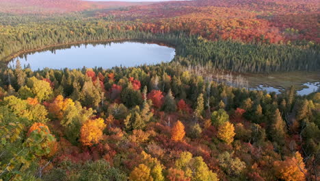 tilt up on lake with beautiful fall foliage
