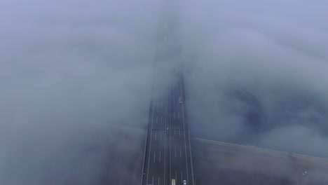 highway bridge over a cloud of dreamy atmosphere