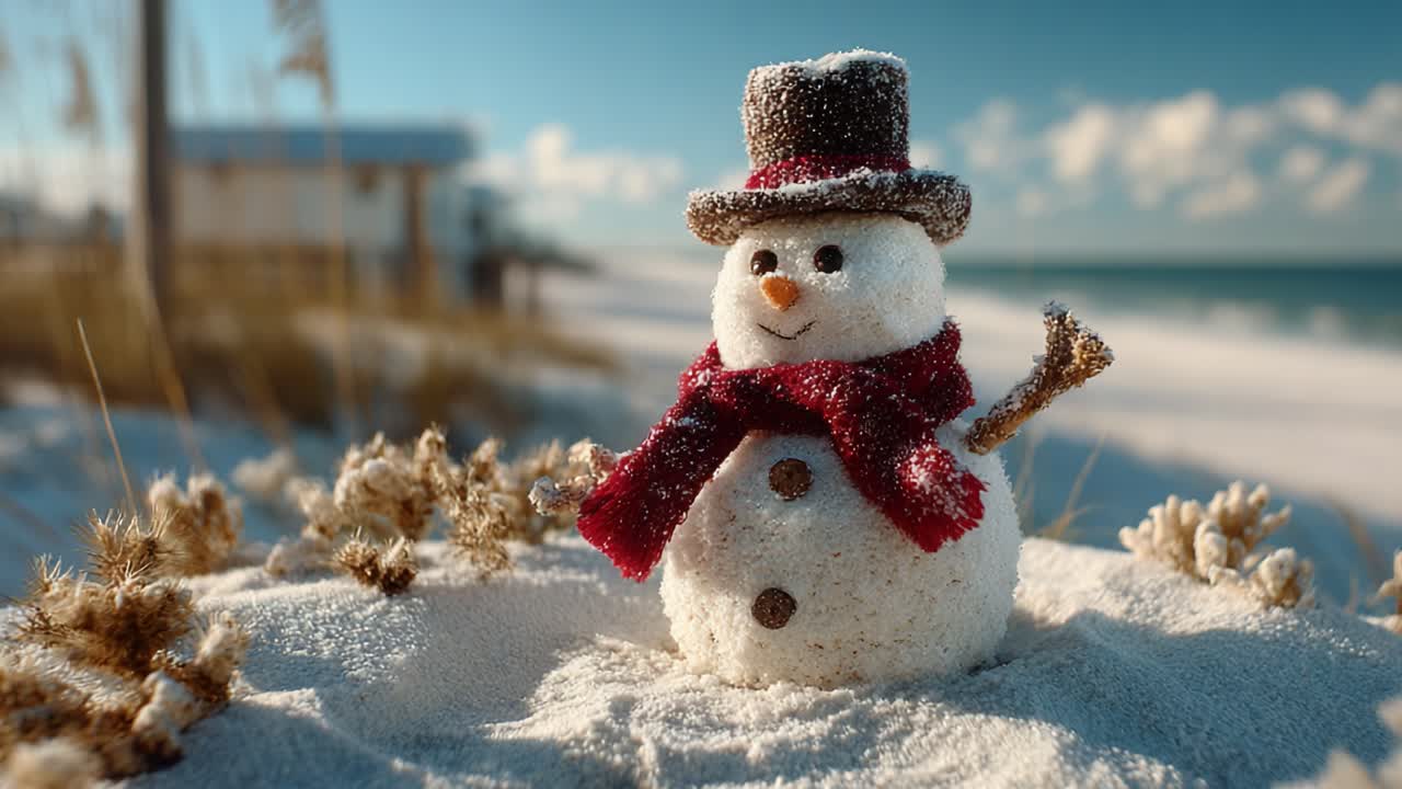 Charming Snowman Surrounded by Scenic Winter Landscape, Radiating Joy and Cheer as It Embraces the Beauty of the Season with a Bright Background and Natural Elements