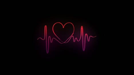 abstract seamless line heart beat. 4k video animation of pulse heart rhythm. video animation of glowing neon abstraction.