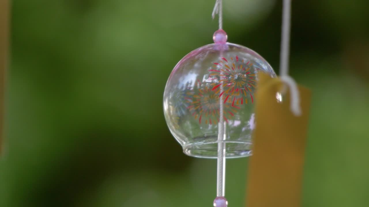 ‘Furin’ - Japanese traditional glass wind bell swaying in wind