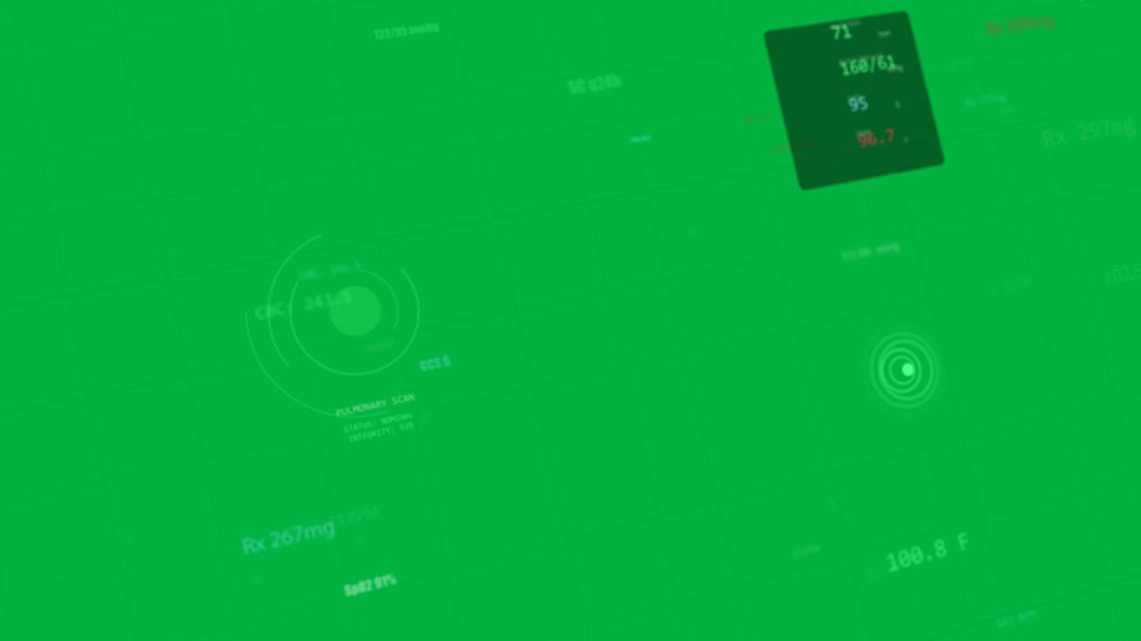 Markers appearing, left node scanning for monitoring while right target pulsing on transparent grid