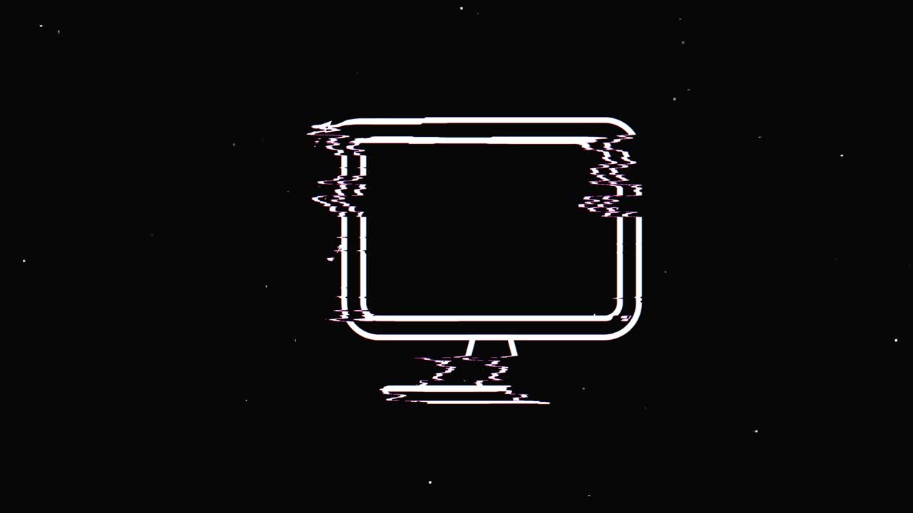 computer icon Vintage noise, glitch Bad Signal Animation.