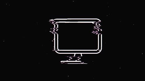 computer icon vintage noise, glitch bad signal animation.